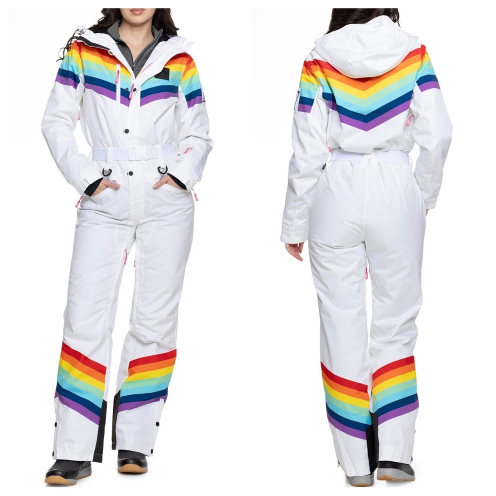 OOSC Rainbow Road Waterproof Ski Snow Jumpsuit Snowsuit